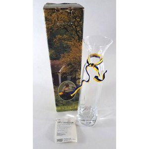 Vintage SEA Glass Rune Strand Vase Handmade Fluted Signed Original Box 8.5"